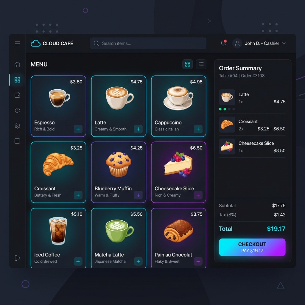 SmartPOS Cafe Dashboard Mockup